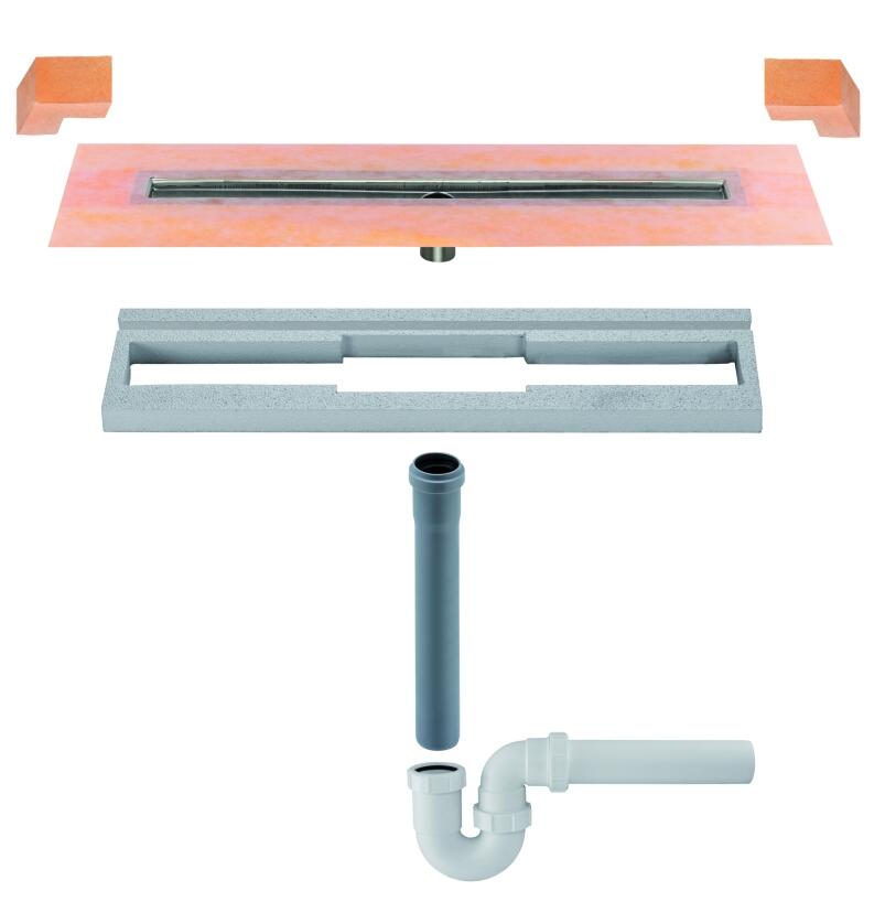 Schlueter KERDI-LINE vertikaal DN50 reukslot Siphon RVS V4A lijnafvoergoot L= 800 mm