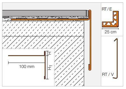 Schlueter BARA-RT T-randprofiel radius grijs metallic alu H=30/35mm L=2500mm