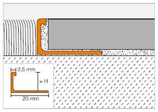 Schlueter SCHIENE-BASIC-M afsluitprofiel messing H=12,5mm L=2500mm