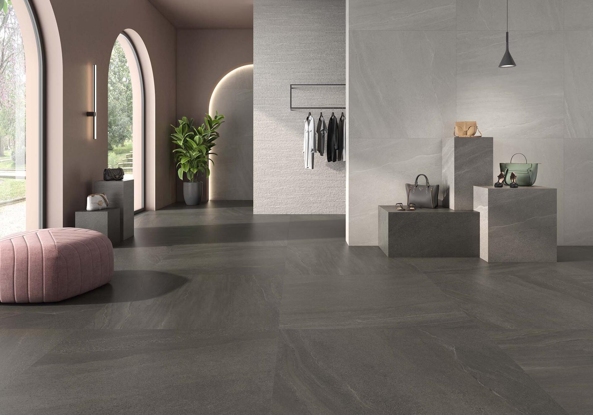 Geo Tiles Eddystone Zwart mat 120x120