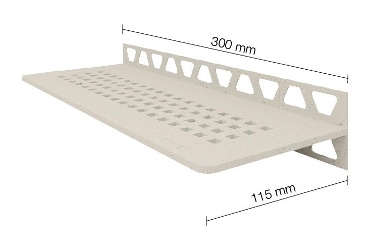 Schlueter SHELF-W S1 300x115mm Planchet design SQUARE alu structuur-gecoat ivoor TSI