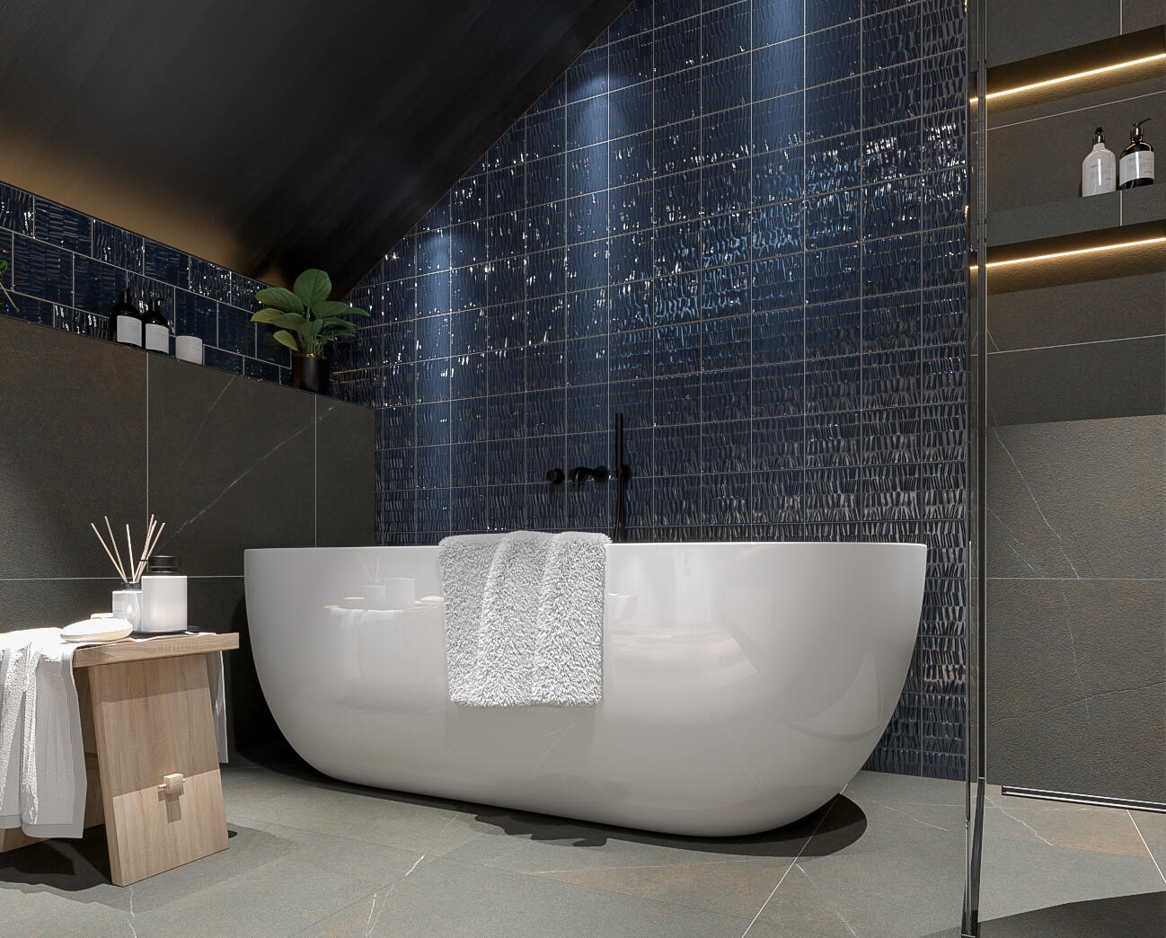 Gigacer Bamboo Blauw glans 15x15