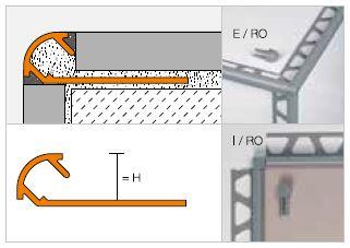 Schlueter RONDEC-TSB uitw. hoekprofiel alu structuur-gecoat beige H=12,5mm L=2500mm