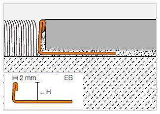 Schlueter SCHIENE-EB beschermingsprofiel RVS geborsteld H=12,5mm L=3000mm